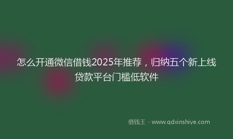 怎么开通微信借钱2025年推荐，归纳五个新上线贷款平台门槛低软件