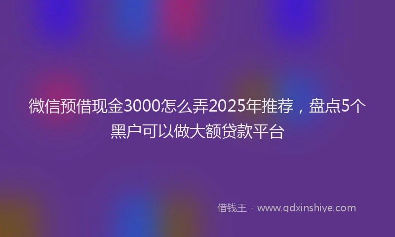 微信预借现金3000怎么弄2025年推荐，盘点5个黑户可以做大额贷款平台