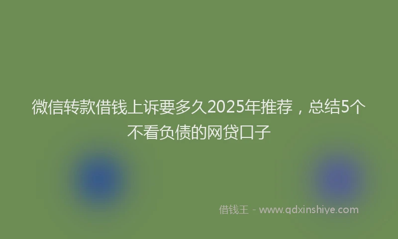 微信转款借钱上诉要多久2025年推荐，总结5个不看负债的网贷口子