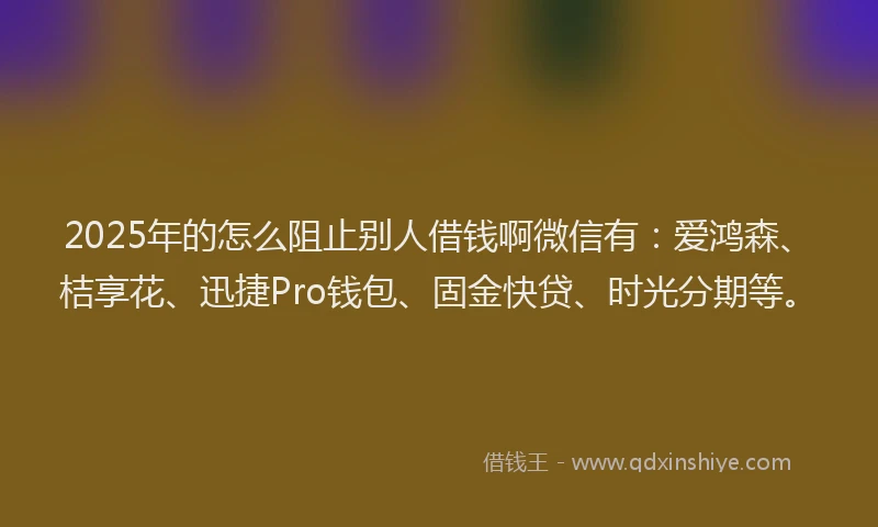 2025年的怎么阻止别人借钱啊微信有：爱鸿森、桔享花、迅捷Pro钱包、固金快贷、时光分期等。