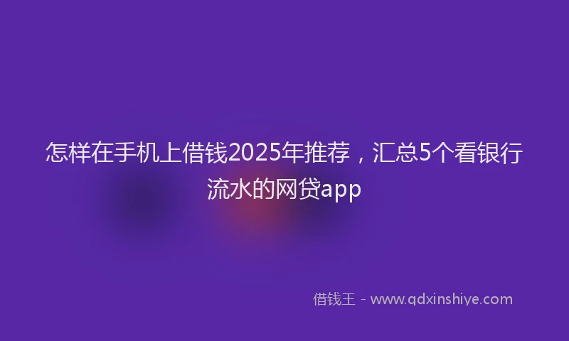 怎样在手机上借钱2025年推荐，汇总5个看银行流水的网贷app
