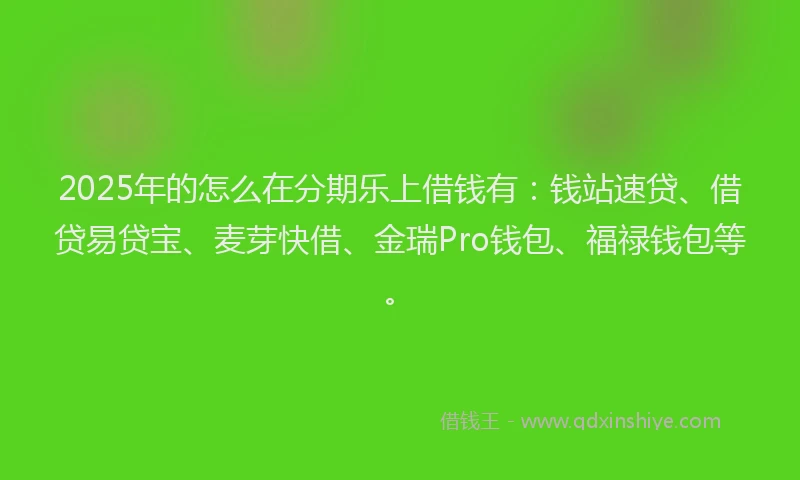 2025年的怎么在分期乐上借钱有：钱站速贷、借贷易贷宝、麦芽快借、金瑞Pro钱包、福禄钱包等。