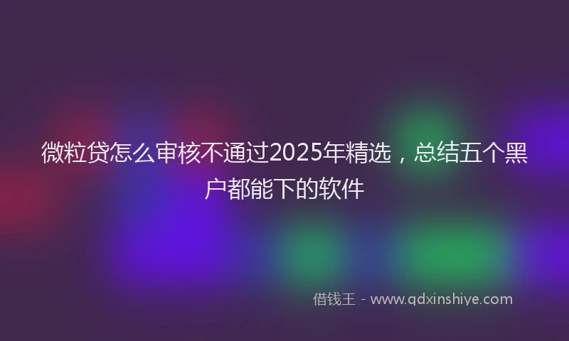 微粒贷怎么审核不通过2025年精选，总结五个黑户都能下的软件