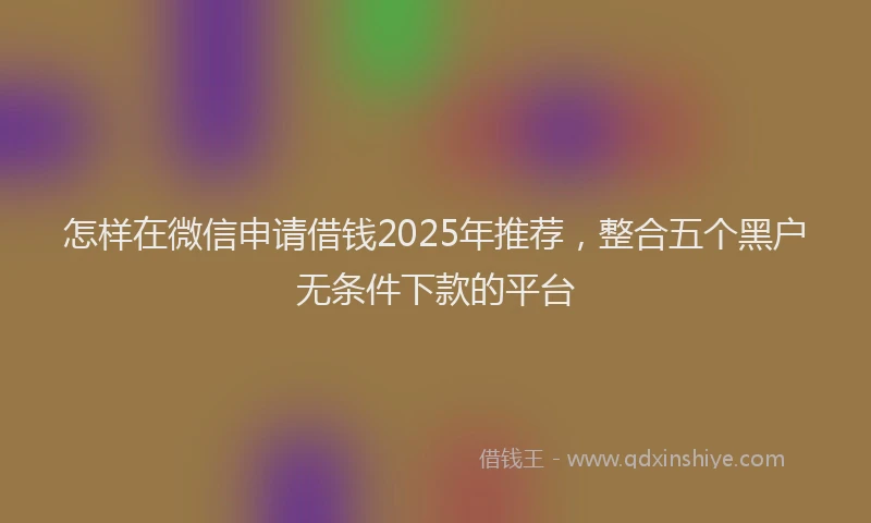 怎样在微信申请借钱2025年推荐，整合五个黑户无条件下款的平台