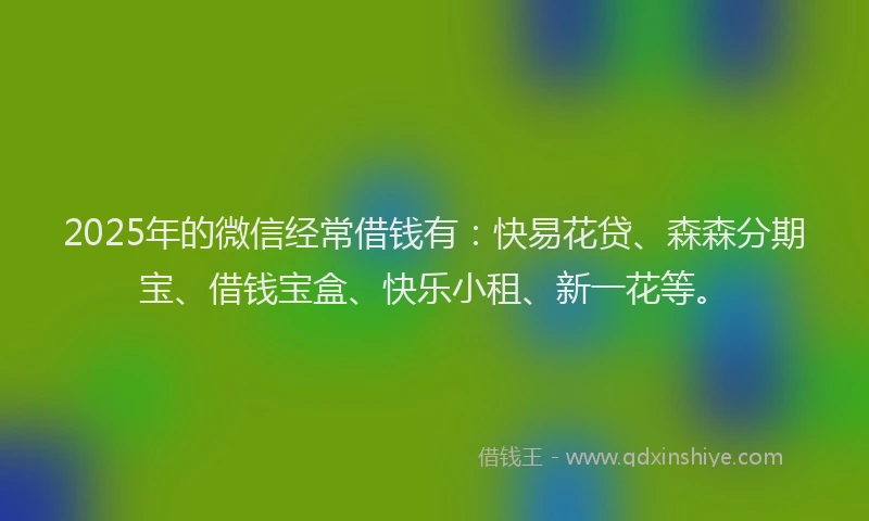 2025年的微信经常借钱有：快易花贷、森森分期宝、借钱宝盒、快乐小租、新一花等。