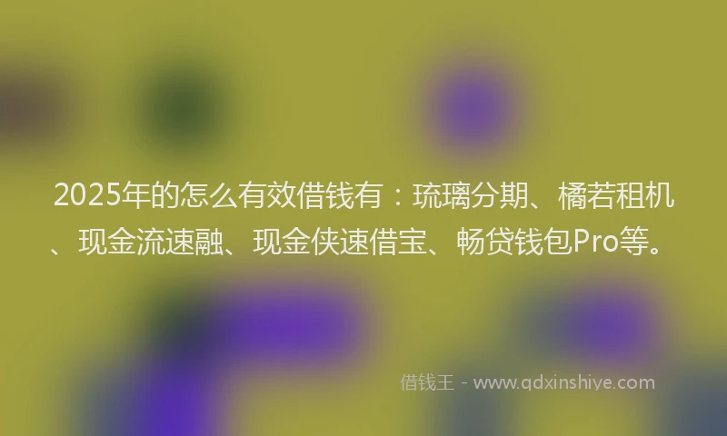 2025年的怎么有效借钱有：琉璃分期、橘若租机、现金流速融、现金侠速借宝、畅贷钱包Pro等。
