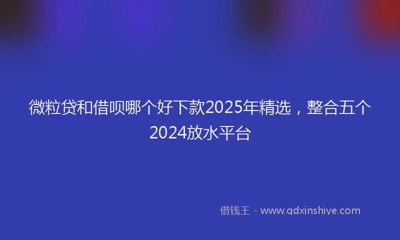 微粒贷和借呗哪个好下款2025年精选，整合五个2024放水平台