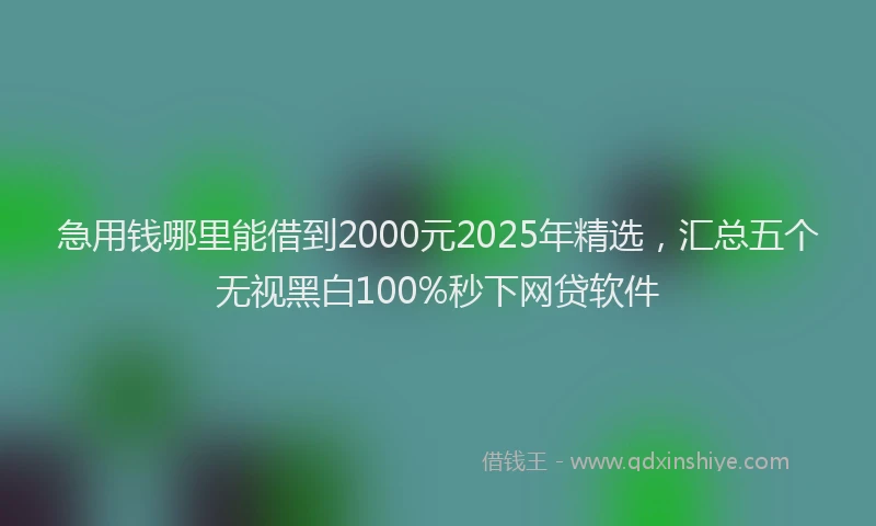 急用钱哪里能借到2000元2025年精选，汇总五个无视黑白100%秒下网贷软件
