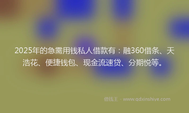 2025年的急需用钱私人借款有：融360借条、天浩花、便捷钱包、现金流速贷、分期悦等。