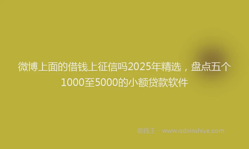 微博上面的借钱上征信吗2025年精选，盘点五个1000至5000的小额贷款软件