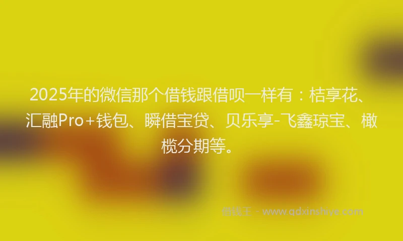 2025年的微信那个借钱跟借呗一样有：桔享花、汇融Pro+钱包、瞬借宝贷、贝乐享-飞鑫琼宝、橄榄分期等。