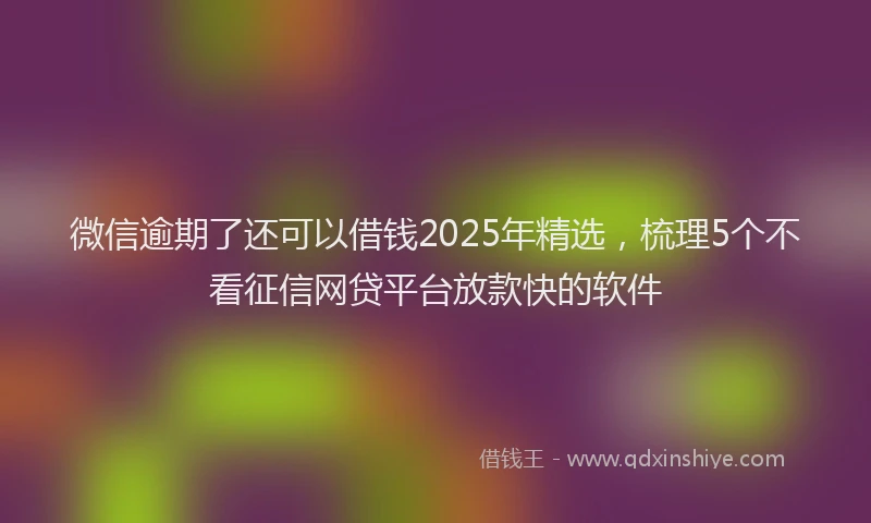 微信逾期了还可以借钱2025年精选，梳理5个不看征信网贷平台放款快的软件