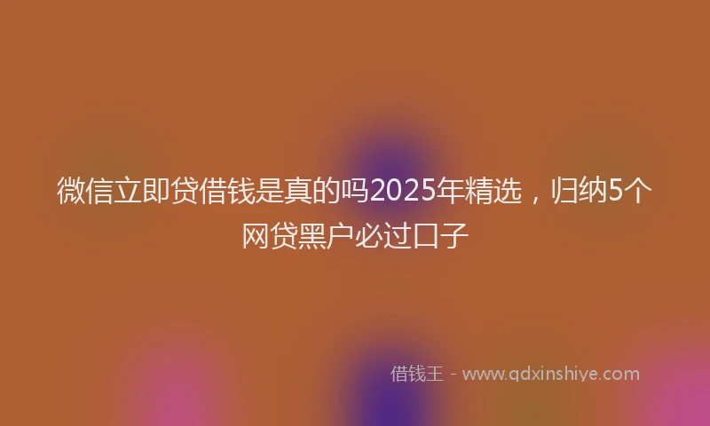微信立即贷借钱是真的吗2025年精选，归纳5个网贷黑户必过口子