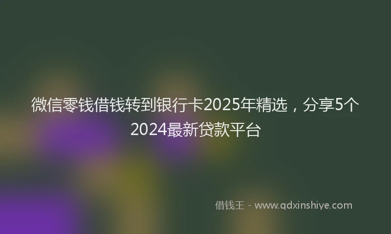 微信零钱借钱转到银行卡2025年精选，分享5个2024最新贷款平台