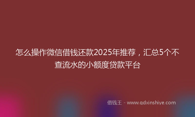 怎么操作微信借钱还款2025年推荐，汇总5个不查流水的小额度贷款平台