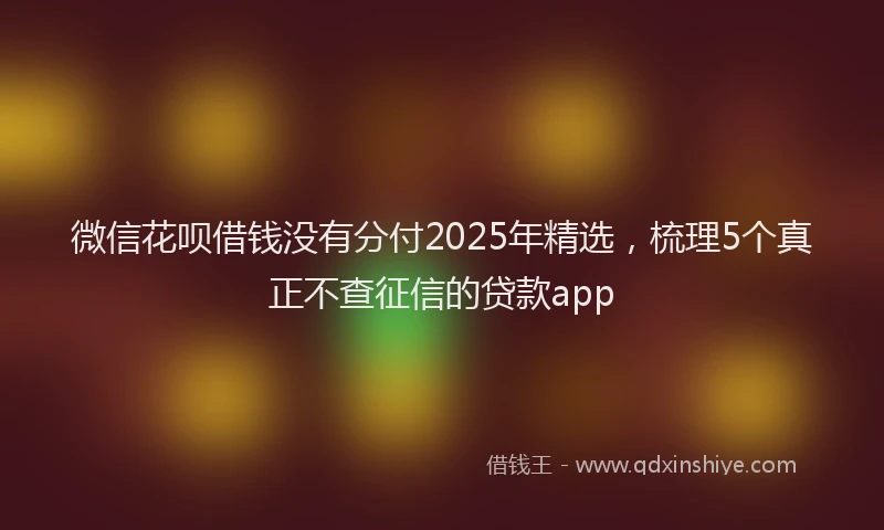 微信花呗借钱没有分付2025年精选，梳理5个真正不查征信的贷款app