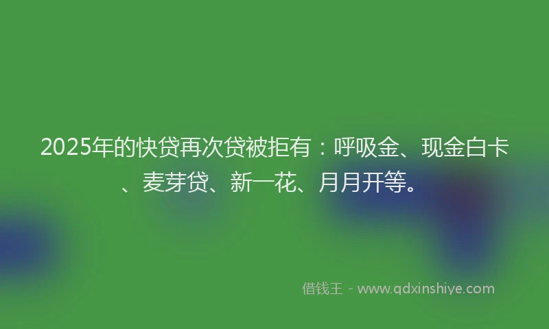 2025年的快贷再次贷被拒有：呼吸金、现金白卡、麦芽贷、新一花、月月开等。