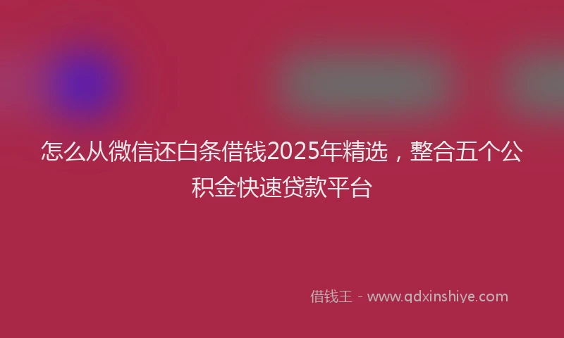 怎么从微信还白条借钱2025年精选，整合五个公积金快速贷款平台