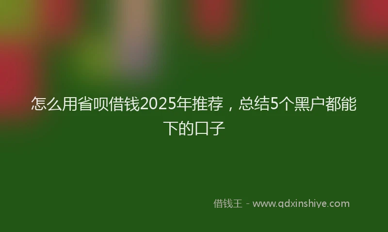 怎么用省呗借钱2025年推荐，总结5个黑户都能下的口子
