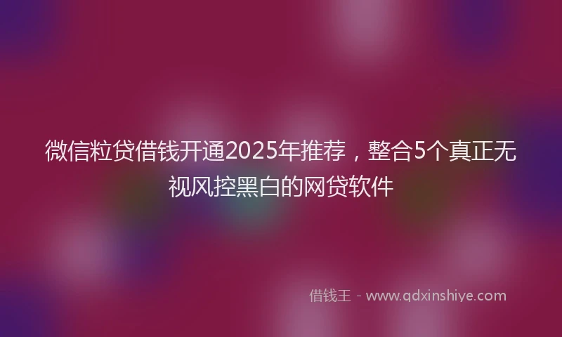 微信粒贷借钱开通2025年推荐，整合5个真正无视风控黑白的网贷软件
