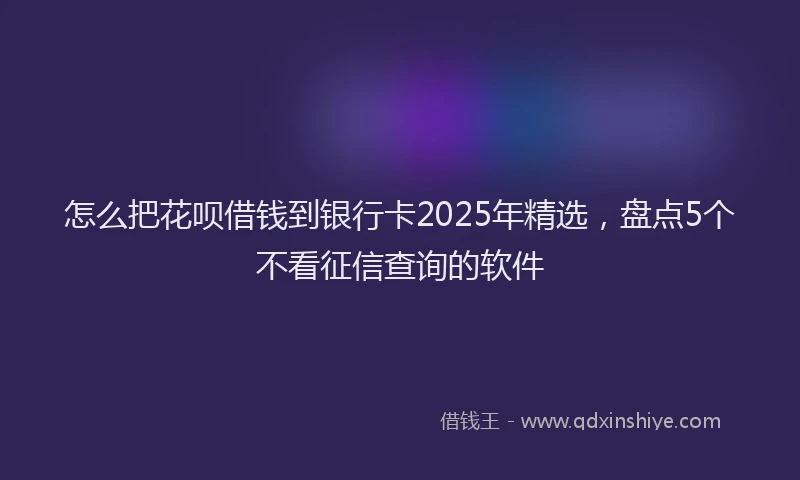 怎么把花呗借钱到银行卡2025年精选，盘点5个不看征信查询的软件