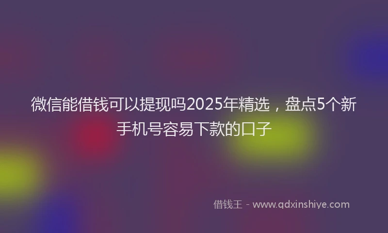微信能借钱可以提现吗2025年精选，盘点5个新手机号容易下款的口子