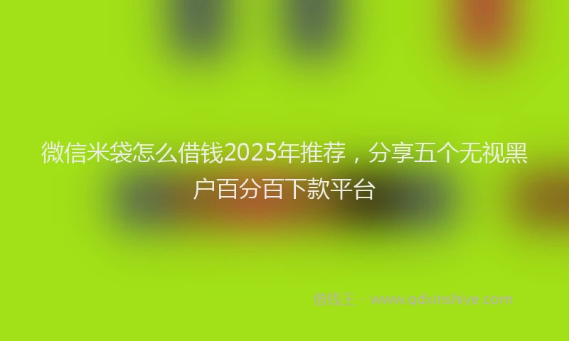 微信米袋怎么借钱2025年推荐，分享五个无视黑户百分百下款平台