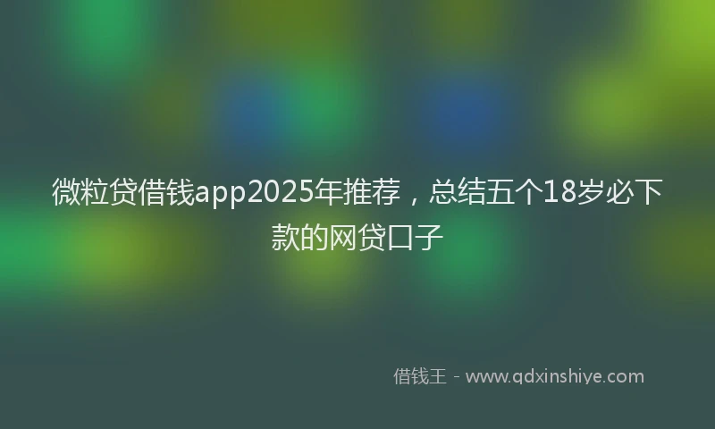 微粒贷借钱app2025年推荐，总结五个18岁必下款的网贷口子