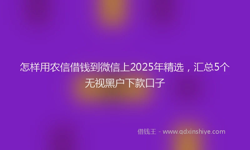 怎样用农信借钱到微信上2025年精选，汇总5个无视黑户下款口子