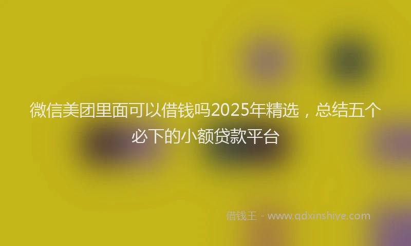 微信美团里面可以借钱吗2025年精选，总结五个必下的小额贷款平台