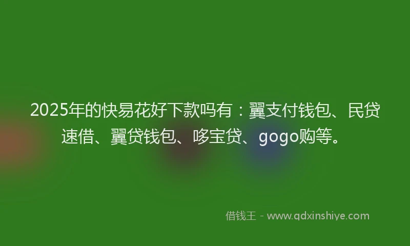 2025年的快易花好下款吗有：翼支付钱包、民贷速借、翼贷钱包、哆宝贷、gogo购等。