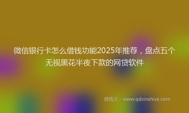 微信银行卡怎么借钱功能2025年推荐，盘点五个无视黑花半夜下款的网贷软件