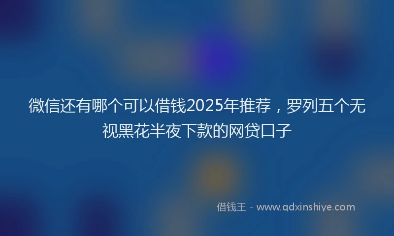 微信还有哪个可以借钱2025年推荐，罗列五个无视黑花半夜下款的网贷口子