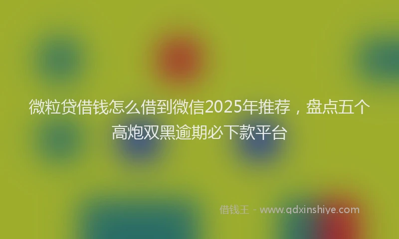 微粒贷借钱怎么借到微信2025年推荐，盘点五个高炮双黑逾期必下款平台
