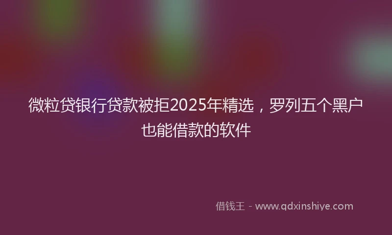 微粒贷银行贷款被拒2025年精选，罗列五个黑户也能借款的软件