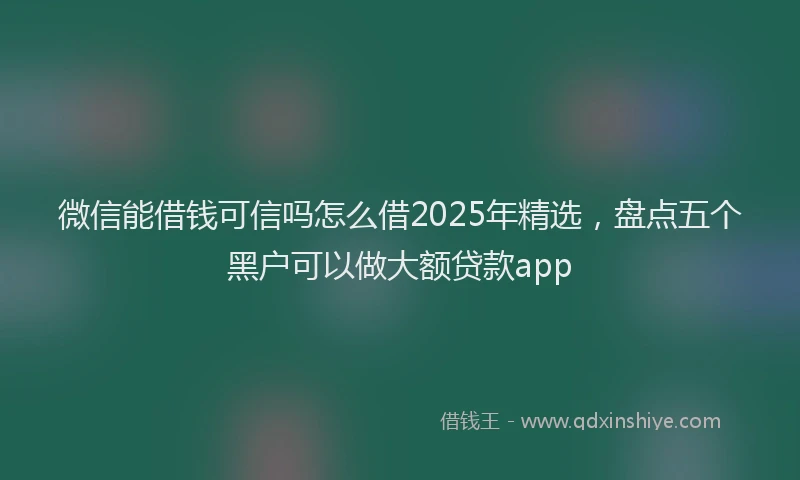 微信能借钱可信吗怎么借2025年精选，盘点五个黑户可以做大额贷款app