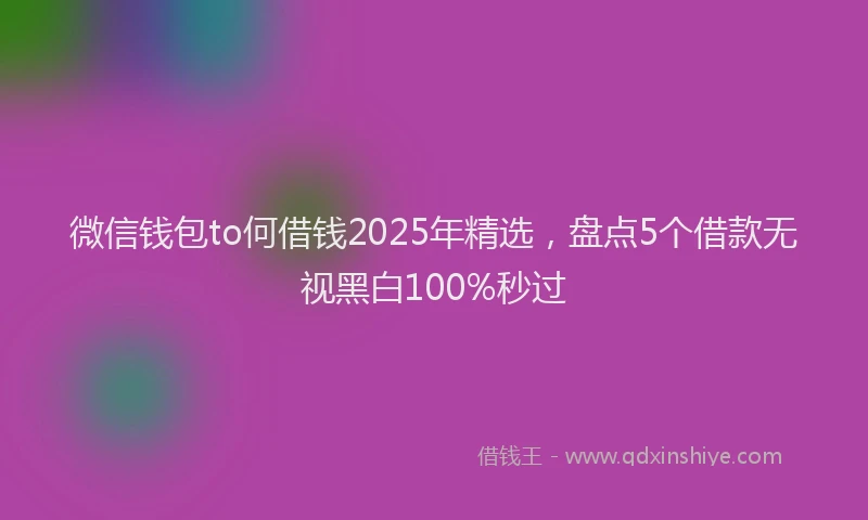 微信钱包to何借钱2025年精选，盘点5个借款无视黑白100%秒过