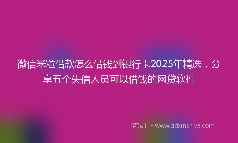 微信米粒借款怎么借钱到银行卡2025年精选，分享五个失信人员可以借钱的网贷软件