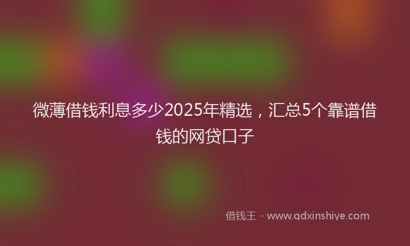 微薄借钱利息多少2025年精选，汇总5个靠谱借钱的网贷口子
