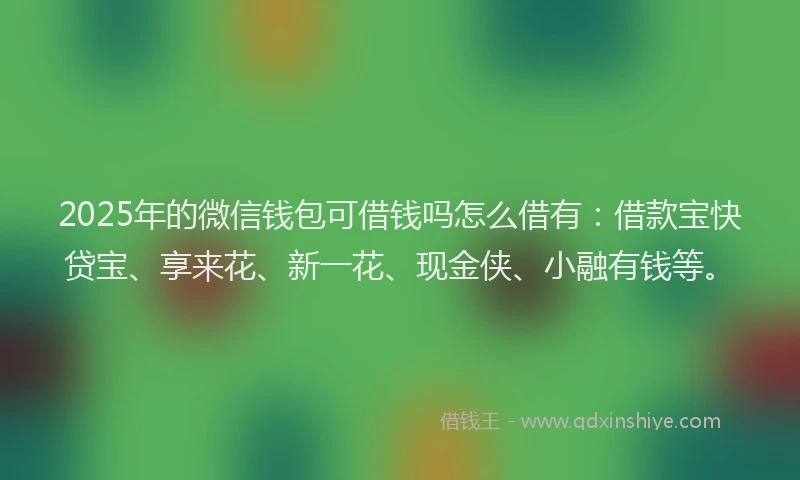 2025年的微信钱包可借钱吗怎么借有：借款宝快贷宝、享来花、新一花、现金侠、小融有钱等。
