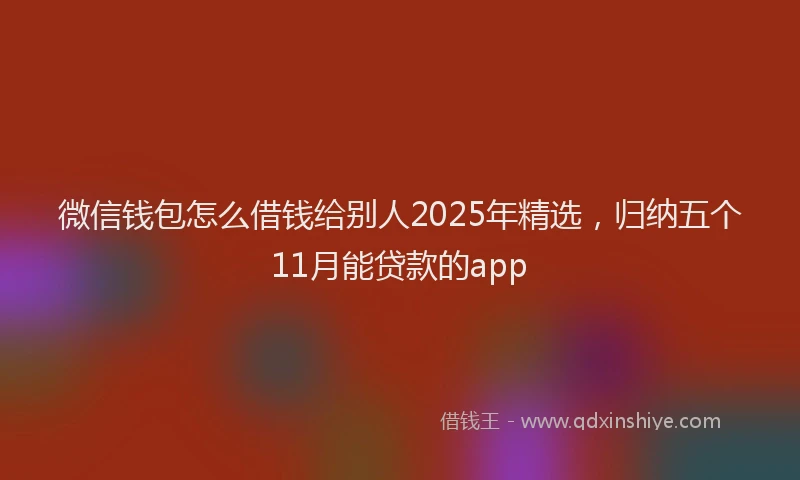 微信钱包怎么借钱给别人2025年精选，归纳五个11月能贷款的app