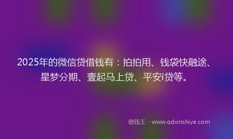 2025年的微信贷借钱有：拍拍用、钱袋快融途、星梦分期、壹起马上贷、平安i贷等。