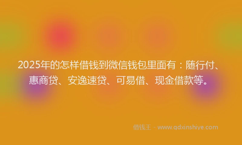 2025年的怎样借钱到微信钱包里面有：随行付、惠商贷、安逸速贷、可易借、现金借款等。