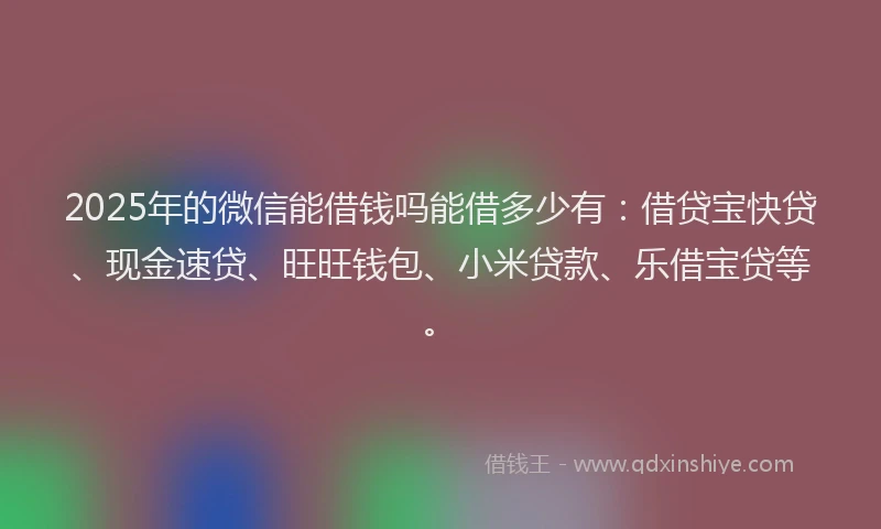 2025年的微信能借钱吗能借多少有：借贷宝快贷、现金速贷、旺旺钱包、小米贷款、乐借宝贷等。