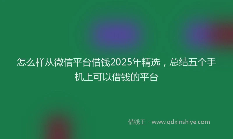 怎么样从微信平台借钱2025年精选，总结五个手机上可以借钱的平台