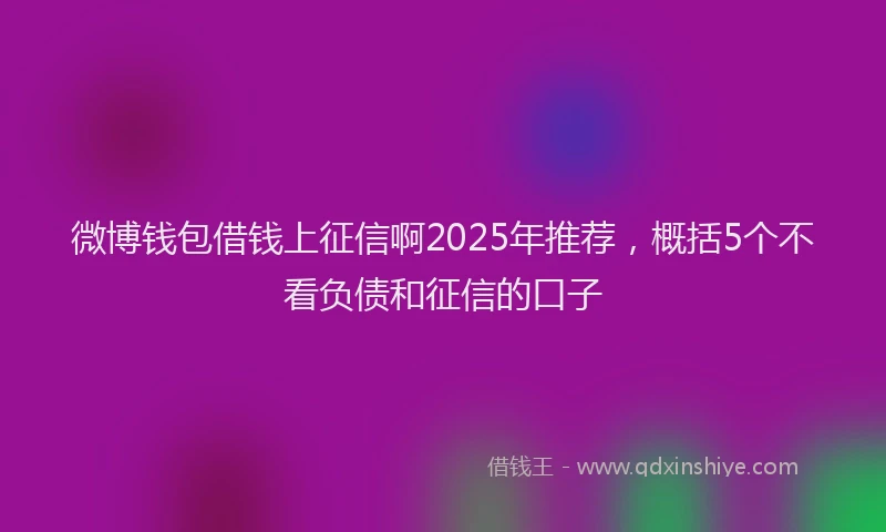 微博钱包借钱上征信啊2025年推荐，概括5个不看负债和征信的口子