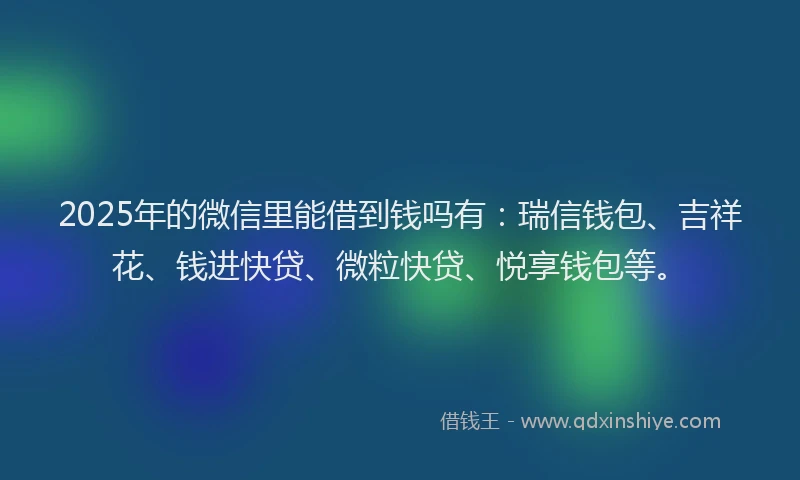2025年的微信里能借到钱吗有：瑞信钱包、吉祥花、钱进快贷、微粒快贷、悦享钱包等。