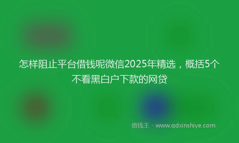 怎样阻止平台借钱呢微信2025年精选，概括5个不看黑白户下款的网贷