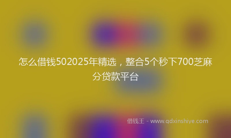 怎么借钱502025年精选，整合5个秒下700芝麻分贷款平台
