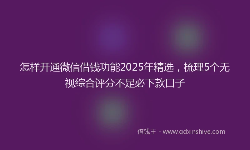 怎样开通微信借钱功能2025年精选，梳理5个无视综合评分不足必下款口子